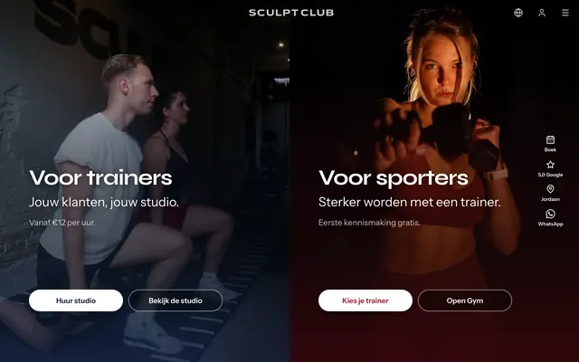 De homepage van sculptclub.nl in een browservenster en op een telefoon